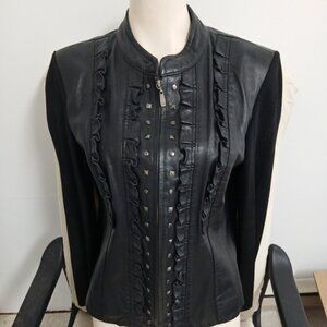 Studded leather and suede jacket